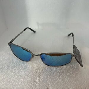 Falls Creek Men's Silver Frame Sunglasses with Blue Mirrored Lenses